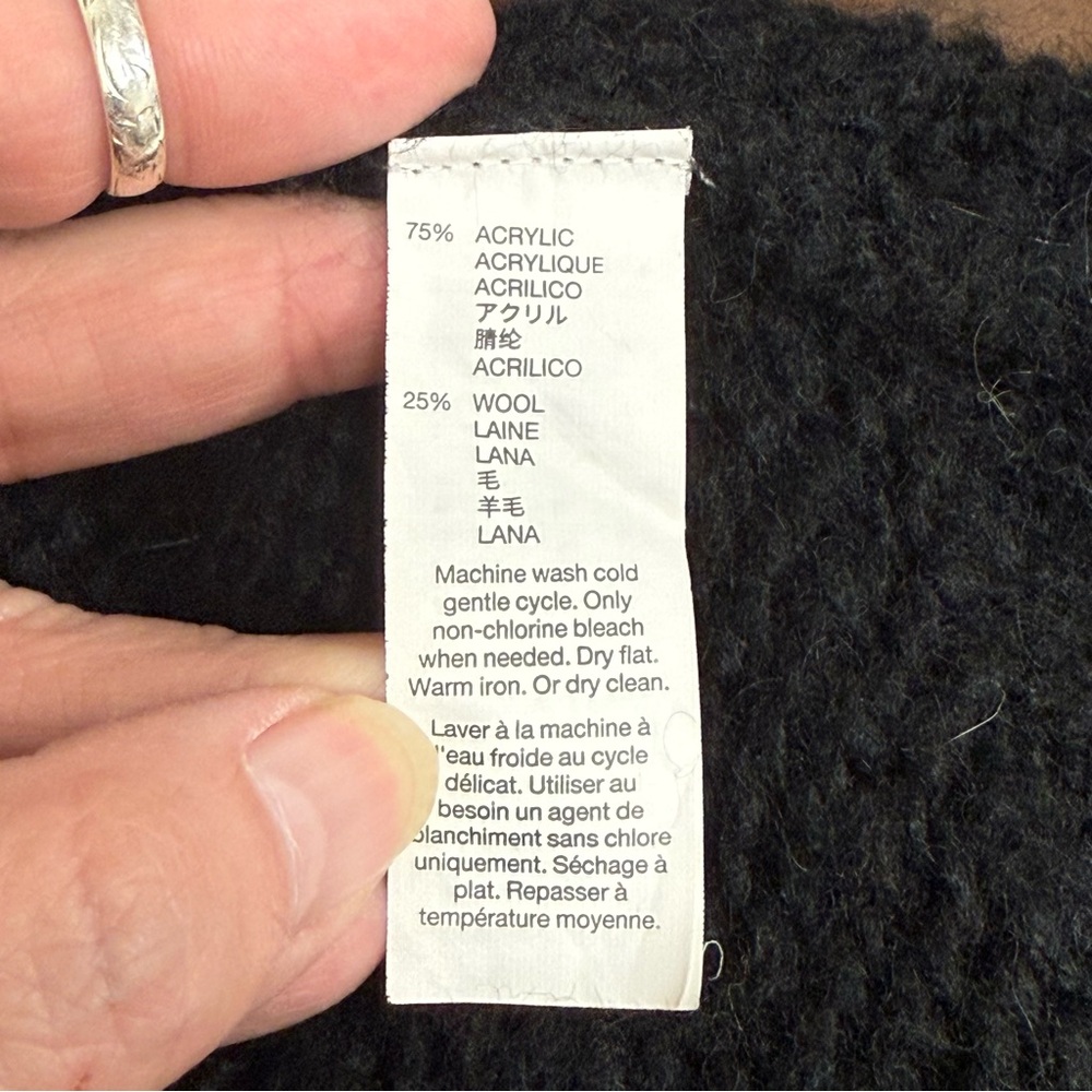 GAP Black Open Front Cardigan Sweater S | Argyle Knit Cozy Fall Winter Layer - Picture 6 of 7